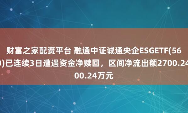 财富之家配资平台 融通中证诚通央企ESGETF(560810)已连续3日遭遇资金净赎回,区间净流出额2700.24万元